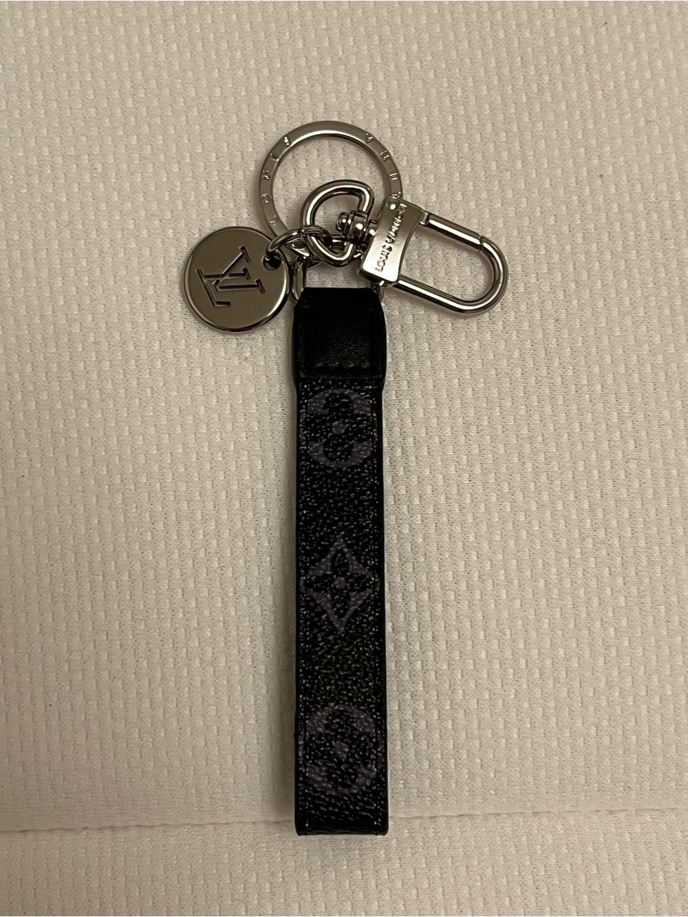 Louis Vuitton Black Monogram Wrist Strap Key Holder with Silver Hardware